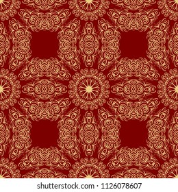 pattern with geometric color elegant ornament, design for print fabric, bandana. vector illustration. red tone.
