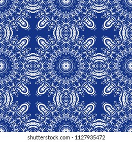 pattern with geometric color elegant ornament, design for print fabric, bandana. vector illustration. blue tone.