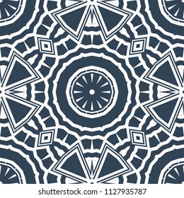 pattern with geometric color elegant ornament, design for print fabric, bandana. vector illustration. blue tone.