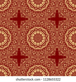 pattern with geometric color elegant ornament, design for print fabric, bandana. vector illustration. red tone.