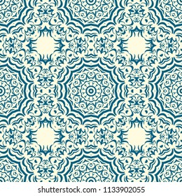 pattern with geometric color elegant ornament, design for print fabric, bandana. vector illustration. blue tone.