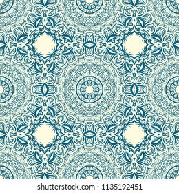 pattern with geometric color elegant ornament, design for print fabric, bandana. vector illustration. blue tone.