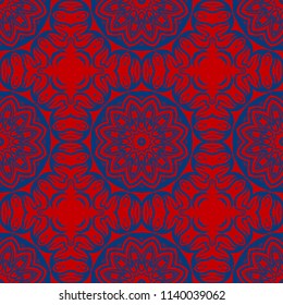 pattern with geometric color elegant ornament, design for print fabric, bandana. vector illustration. blue tone.