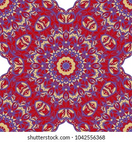 pattern with geometric color ornament, design for print fabric, bandana. vector illustration. red tone