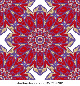 pattern with geometric color ornament, design for print fabric, bandana. vector illustration. red tone