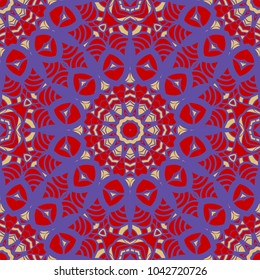 pattern with geometric color ornament, design for print fabric, bandana. vector illustration. red tone