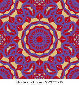 pattern with geometric color ornament, design for print fabric, bandana. vector illustration. red tone