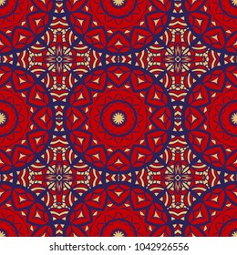 pattern with geometric color ornament, design for print fabric, bandana. vector illustration. red tone