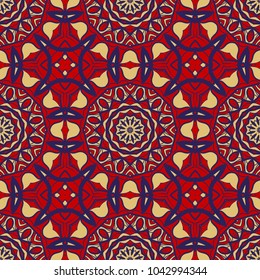 pattern with geometric color ornament, design for print fabric, bandana. vector illustration. red tone