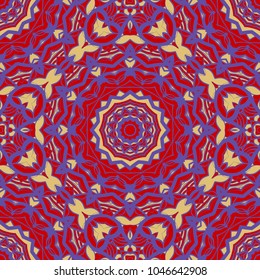 pattern with geometric color ornament, design for print fabric, bandana. vector illustration. red tone