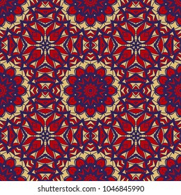 pattern with geometric color ornament, design for print fabric, bandana. vector illustration. red tone