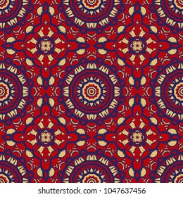 pattern with geometric color ornament, design for print fabric, bandana. vector illustration. red tone