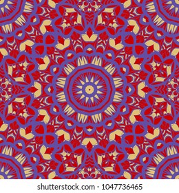 pattern with geometric color ornament, design for print fabric, bandana. vector illustration. red tone
