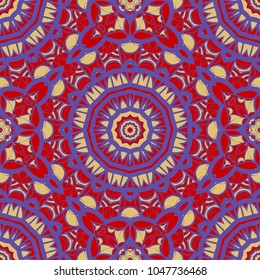 pattern with geometric color ornament, design for print fabric, bandana. vector illustration. red tone