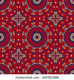 pattern with geometric color ornament, design for print fabric, bandana. vector illustration. red tone