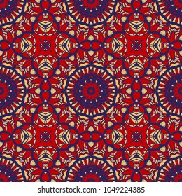 pattern with geometric color ornament, design for print fabric, bandana. vector illustration. red tone