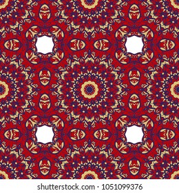 pattern with geometric color ornament, design for print fabric, bandana. vector illustration. red tone