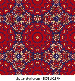 pattern with geometric color ornament, design for print fabric, bandana. vector illustration. red tone
