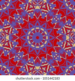 pattern with geometric color ornament, design for print fabric, bandana. vector illustration. red tone