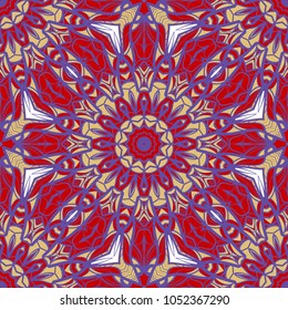 pattern with geometric color ornament, design for print fabric, bandana. vector illustration. red tone