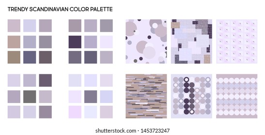Pattern of geometric colored shapes Trendy Scandinavian color palette modern background with triangles