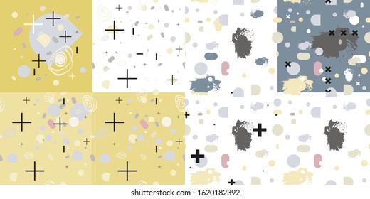 Pattern of geometric colored shapes Trendy Scandinavian color palette modern background with triangles