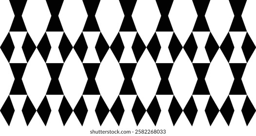 The pattern is geometric in the form of interlocking rhombuses and small triangles with a combination of black and white. Simple style pattern