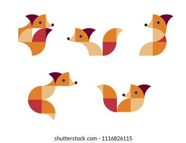 Pattern of geometric foxes. Geometric background. Vector illustration.