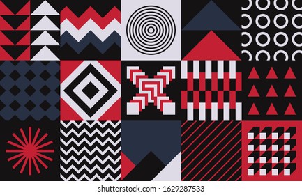 Pattern geometric mural combines the swiss, bauhaus, modernism, graphic design, suitable for corporate identity, invitations, paper, stationery, apparel, packaging, web design.