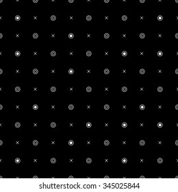 Pattern geometric seamless monochrome minimalistic dots and cross