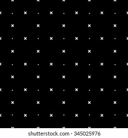 Pattern geometric seamless monochrome minimalistic dots and cross