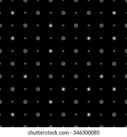 Pattern geometric seamless monochrome minimalistic dots and cross