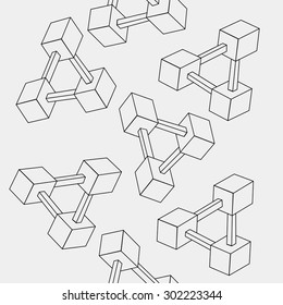 Pattern geometric seamless simple monochrome minimalistic pattern of impossible shapes, rectangles