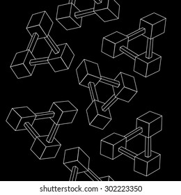 Pattern geometric seamless simple monochrome minimalistic pattern of impossible shapes, rectangles