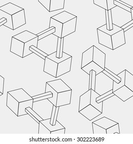 Pattern geometric seamless simple monochrome minimalistic pattern of impossible shapes, rectangles