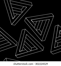 Pattern geometric seamless simple monochrome minimalistic pattern of impossible shapes, triangles