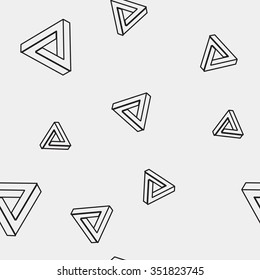 Pattern geometric seamless simple monochrome minimalistic pattern of impossible shapes, rectangles, triangles