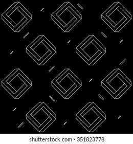 Pattern geometric seamless simple monochrome minimalistic pattern of impossible shapes, rectangles, triangles