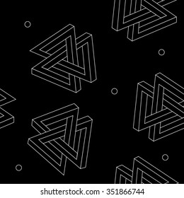 Pattern geometric seamless simple monochrome minimalistic pattern of impossible shapes, triangles