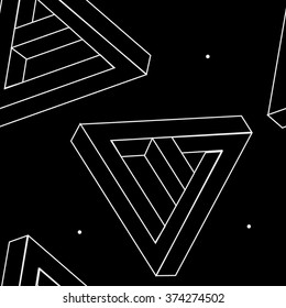 Pattern geometric seamless simple monochrome minimalistic pattern of impossible shapes, triangles
