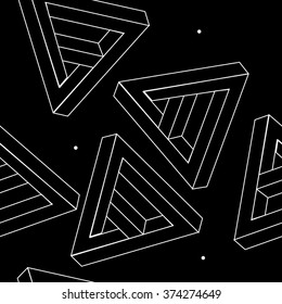 Pattern geometric seamless simple monochrome minimalistic pattern of impossible shapes, triangles