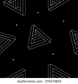 Pattern geometric seamless simple monochrome minimalistic pattern of impossible shapes, triangles