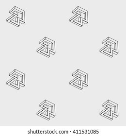 Pattern geometric seamless simple monochrome minimalistic pattern of impossible shapes, triangles