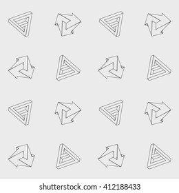 Pattern geometric seamless simple monochrome minimalistic pattern of impossible shapes, triangles