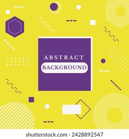 Patrón de formas geométricas en estilo de los años 80-90 con titular. Fondo de memphis abstracto. Diferentes figuras aisladas sobre un fondo amarillo. Ilustración vectorial.