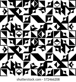 Pattern of geometric shapes. Abstract chaotic pattern. Decorative black and white ornament