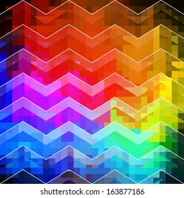 Pattern of geometric shapes. Colorful mosaic banner. Geometric retro background with place for your text. Retro triangle background. 