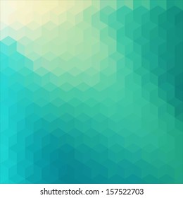 Pattern of geometric shapes. Flow of green light spectrum effect.