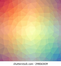 Pattern of geometric shapes. Flow of spectrum effect. Vector hipster retro background with place for your text.