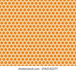 Pattern of geometric shapes. Hexagon mosaic pattern with inner solid cells. Amber color tones. Hexagon geometric shapes. Seamless design. Tileable vector illustration.